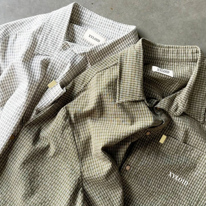 Chemise à carreaux personnalisée, nouveau modèle, coupe décontractée, manches courtes, pour l'été, en polyester, boutonnée. - Product Image 4