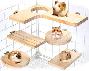 Accessoires pour cage à hamster, trou en bois pour <span class=keywords><strong>chinchilla</strong></span>, plateforme de jeu en bois, fournit un habitat pour les oiseaux, pour les écureuils, les gerbilles - Product Image 1