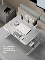 Table de chevet pliable réglable en hauteur, petit bureau avec pieds antidérapants en MDF, pour lit, ordinateur portable, étude, dortoir étudiant