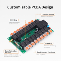 Interruptor de Control Remoto RF Industrial de 16 Canales CA, Receptor Inalámbrico de 433MHz con Aprendizaje, Relé de 10A, Terminal de Conexión Rápida para Riel DIN, Motor