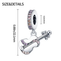 Accessoires de bracelet de voyage DIY exquis pour femme, avec breloques charmantes en argent et zircon (Violon, Terre, Appareil photo, Valise), cadeau