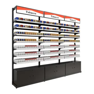 Espositore sigarette negozio su misura in metallo pusher negozio bancone casse mobili con luce led rack tabacco cabinet