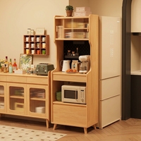 Buffet de rangement haut moderne en bois massif avec étagères ouvertes, meuble de salle à manger, salon, bar étroit, vitrine durable