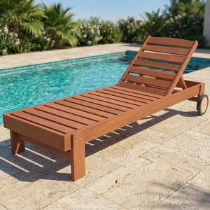 Chaise longue de loisirs BNE en bois tropical massif, design moderne et très résistant, pour salon, intérieur, extérieur, bord de piscine - Product Image 3