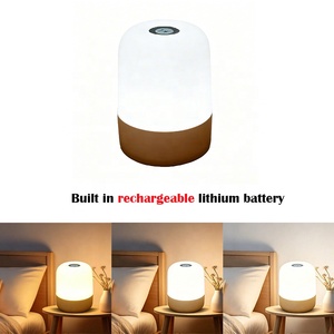Lampe de chevet portable avec chargeur USB, batterie intégrée, lumière chaude à intensité variable, pour chambre à coucher, salon, cadeau de vacances - Product Image 1
