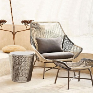 Nordico moderno divano <span class=keywords><strong>esterno</strong></span> <span class=keywords><strong>in</strong></span> <span class=keywords><strong>vimini</strong></span> Set tavolino comodo impermeabile per balcone giardino elegante cortile nordico - Product Image 2