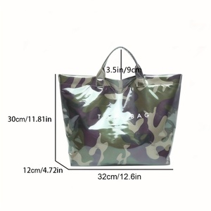 Sac fourre-tout personnalisé pour femmes, résistant à l'eau, en PU, avec imprimé léopard et zèbre, doublure en polyester à motifs de feuilles, grand sac - Product Image 2