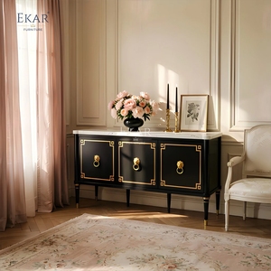 Aparador con Tapa de Mármol Noir <span class=keywords><strong>Leon</strong></span> |   Mueble de Salón con Anillo Decorativo de León Dorado <span class=keywords><strong>en</strong></span> Laca Negra Estilo Imperio Francés | - Product Image 3