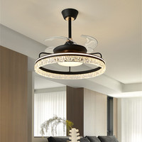 Lustre à ventilateur en cristal de luxe à la mode et simple pour le salon et la salle à manger