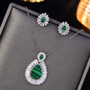 New CZ Water Drop Necklace And Earrings Dubai Nigeria Cubic Zirconia Wedding Jewelry Sets For Women