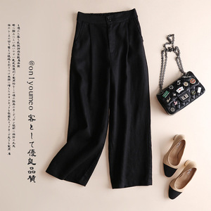 <span class=keywords><strong>Pantaloni</strong></span> Larghi da Donna 2025 in <span class=keywords><strong>Lino</strong></span> e Cotone, Vita Alta Elasticizzata, Stile OL, Casual da Ufficio, Vendita all'Ingrosso - Product Image 4