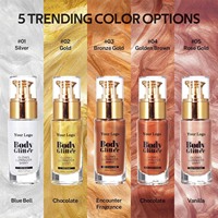 Marque privée Vegan Maquillage Autobronzant Étanche Bronzant Surligneur Shimmer Visage Brille Brillant Luminizer Corps Paillettes Liquide