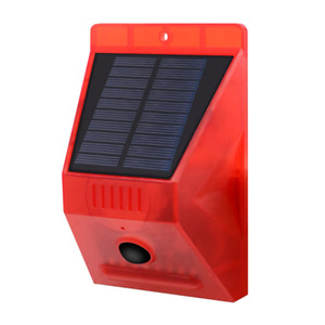 Alarme sonore et lumineuse à énergie solaire avec capteur infrarouge, dispositif d'avertissement de sécurité extérieur, corps en plastique de couleur rouge - Product Image 5