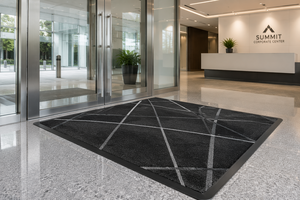 Welcome <b>Doormat</b> Rectangle Fabric Traditional Design Indoor Machine Made Blue with Gold Pattern - Product Image 3