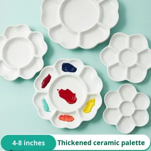 Paletas de Cerámica con Diseño de Flor de Ciruelo para Pintura, Bandejas de Pintura para Gouache, Platos para Tinta, Mezcla de Colores, Variedad de Diseños de Flor de Ciruelo - Product Image 3