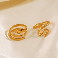 Anillos de Serpiente de Acero Inoxidable Chapados en Oro Estilo Punk, Góticos, Vintage, con Forma de Animal, Ajustables, Apilables, Joyería