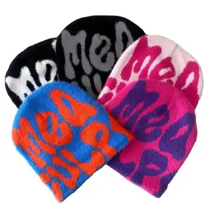 Custom Manufacturer Mea Culpa Classic Your Own Logo Y2K Beanies Acrylic Knit Premium Jacquard Mohair Beanies Hats