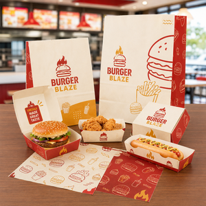 Envase Combinado para Comida Rápida para Llevar: Contenedor para Hamburguesas, Funda para Papas Fritas, Recipiente para Salsas, Personalizado - Product Image 1