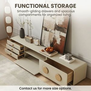 <span class=keywords><strong>Meuble</strong></span> <span class=keywords><strong>TV</strong></span> en bois <span class=keywords><strong>de</strong></span> style moderne et luxueux, finition crème, bords arrondis, console multimédia, armoire <span class=keywords><strong>de</strong></span> salon minimaliste italienne avec tiroirs - Product Image 4