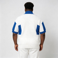 Pull jacquard tricoté à col quart zippé pour homme, blanc uni, motif géométrique simple brodé 'KTY', ODM OEM
