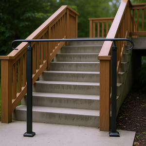 Barandilla Ajustable de Hierro Forjado de 1 M para Escaleras Exteriores de Concreto o Madera, Diseño Transicional - Product Image 2