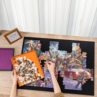 Planche à Puzzle Pliable Plate-Forme Portable Légère Chevalet en Bois Table à Puzzle Pliante en Feutre pouvant contenir jusqu'à 1000 Pièces