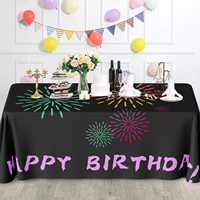 Nappe Moderne Personnalisable en Polyester Noir de Qualité Supérieure avec Logo Personnalisable pour Fêtes, Anniversaires, Événements Scolaires et Célébrations