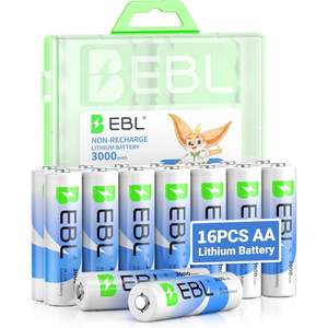For EBL High-Performance 3000mAh 1.5V <b>AA</b> <b>Lithium</b> Primary <b>Batteries</b> 16-Pack for High-Tech Devices Non-Rechargeable - Product Image 2