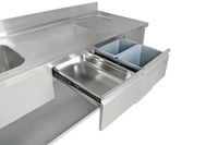 Table de travail et d'évier de cuisine d'acier inoxydable de restaurant avec des tiroirs