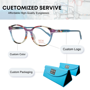 Montures de lunettes rondes multicolores <span class=keywords><strong>BEM</strong></span> Fashion, matériau en acétate de qualité supérieure, personnalisables, unisexes, montures de lunettes optiques XY-213 - Product Image 4