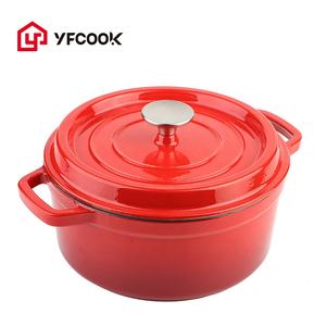 Marmite en fonte <span class=keywords><strong>émaillé</strong></span>e de 20/22/24/26/<span class=keywords><strong>28</strong></span> <span class=keywords><strong>cm</strong></span> avec couvercle/four hollandais antiadhésif pour la cuisson du pain, ustensiles de cuisine à double poignée - Product Image 4