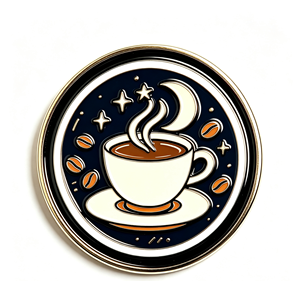 Coffee Cup Hard Enamel Lapel Pin Custom Badge Round <b>Metal</b> Brooch for Clothing Gift - Product Image 2