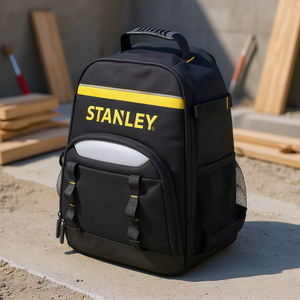 Mochila Portaherramientas Stanley de 18 Pulgadas en Negro con Bolsillos Laterales de Malla y Compartimento Frontal para Herramientas y Accesorios - Product Image 3