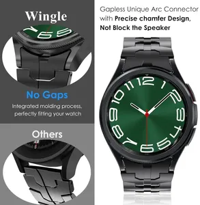 CAOWTAN pulsera sin huecos para <span class=keywords><strong>Samsung</strong></span> <span class=keywords><strong>Galaxy</strong></span> <span class=keywords><strong>Watch</strong></span> 4 <span class=keywords><strong>5</strong></span> 6 Classic 47mm 46mm 45mm Color titanio correa de acero inoxidable 40 44mm banda - Product Image 3