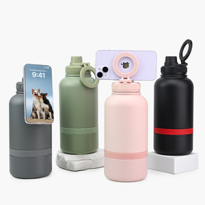 Individuelles Logo 2-in-1 Tragbarer 32oz Edelstahl Futternapf und Wasserflasche Isolierte Outdoor-Reiseschüssel für Hunde - Product Image 4