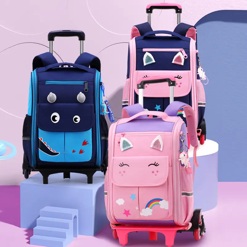 primary student trolley backpack burden relief ridge protection cartoon cute high quality kids school bags for boy girl backpack