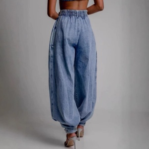 Jeans Anchos de Otoño para Mujer al por Mayor, Estilo Y2K, 100% Algodón, Lavado Ácido, Desgastado, OOTD, Tiro Alto, Vaqueros Anchos de Mezclilla - Product Image 2