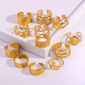 Wholesale Price Fashionable Stainless Steel Jewelry Custom Simple Ladies Gold Plated <strong>Ring</strong> Crystal Diamond Steel Gold <strong>Rings</strong> Women - Product Image 6