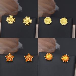 Boucles d'oreilles clous tendance JXX Fashion plaquées or 24 carats en laiton pour femme, idéales comme cadeau - Product Image 1