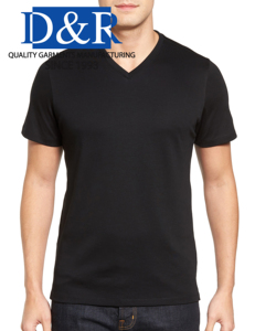 Camiseta de Manga Corta Lisa con Cuello en V, Corte Ajustado, Estilo Casual Elegante, en Jersey, Spandex/Algodón, Antiencogimiento - Product Image 5