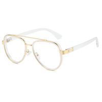 Montures de lunettes d'ordinateur transparentes à double pont pour femmes, monture métallique, lunettes optiques claires pour ordinateur