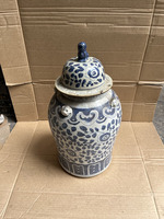 Grand Pot Chinois à Gingembre Couvert Bleu et Blanc Foo Dog Pots Anciens Bleu et Blanc Pot Pourri et Pots Céramique Chinoise
