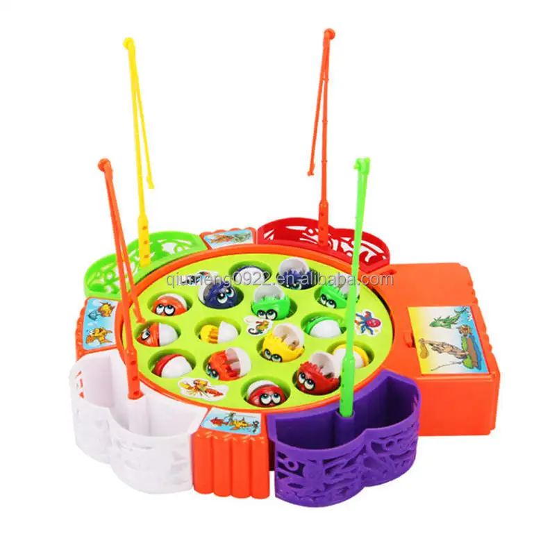 Electric Musical Rotating Fishing Toy Children Board Play Fish Game Magnetic Fish Outdoor Sports Educational Toys For Boys Girls