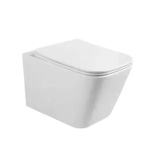 Wholesale European Standard Sanitary Ware Model Rimless Wall Hung Toilet With UF Soft Close Cover Seat