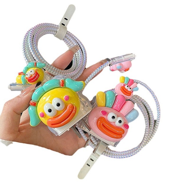 Cartoon Charger Protector for iPhone 20W  Charging Cable Charger Head Cover Cable Accessory Data Cable Protective Sleeve