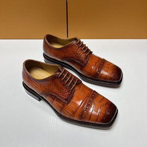 Zapatos Formales de Hombre de Cuero de Cocodrilo Genuino de Alta Gama |   Zapatos brillantes con punta cuadrada semi- |   Zapatos de Vestir Cómodos para Negocios - Product Image 3