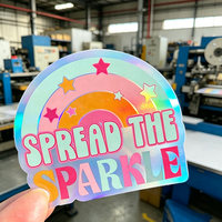 Autocollants décoratifs en vinyle holographique brillant découpés sur mesure avec logo de luxe, imperméables, brillants, hologrammes écologiques