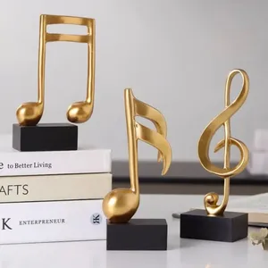 Gold Music Note Decor Statue Musical Gifts Figurine Piano Sculpture Home Arts