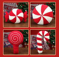 Peluche de Noël en forme de sucette canne à sucre, coussin rond doux et rembourré, ornement, cadeau de fêtes, transfrontalier
