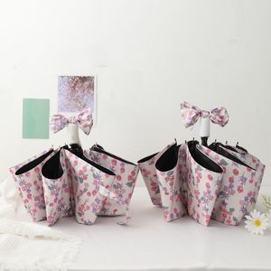 Parapluie à motif floral magnifique, Guarda Chuva, voyage, 8K, portable, léger, compact pour femmes, parapluies pliables en 3 sections pour la pluie et le soleil - Product Image 6